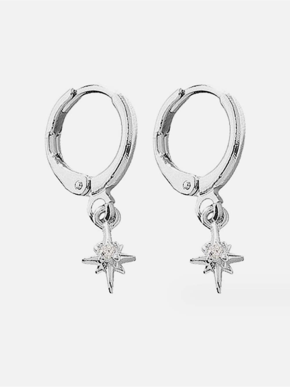 Sterling Silver Starburst Hoop Earrings - Silver